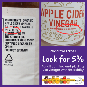 News: Use Vinegar with 5% acid in home canning